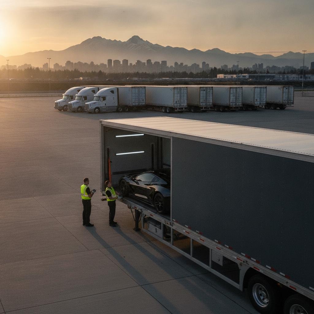 expedited enclosed auto transport from California to Alberta